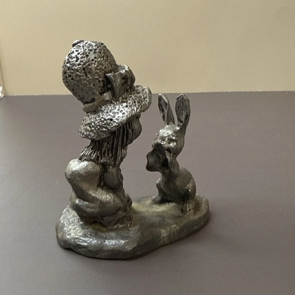 Michael Ricker Pewter Holly Hobbie Girls Rabbit  Miniature Figurine